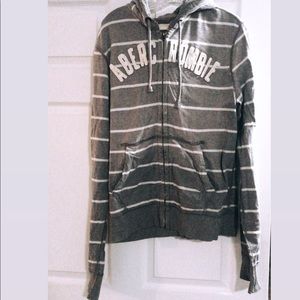 Abercrombie & Fitch Grey stripe Zip hoodie Large